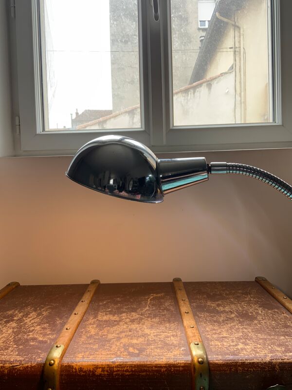 Lampe d’architecte ancienne en métal chromée éclairage induis atelier vintage en état de marche