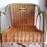 Antique two-tone rattan armchair