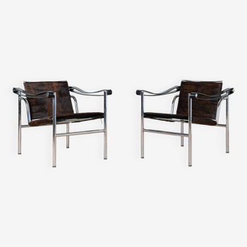 LC1 armchairs by Charlotte Perriand, Le Corbusier, Pierre Jeanneret, Cassina edition