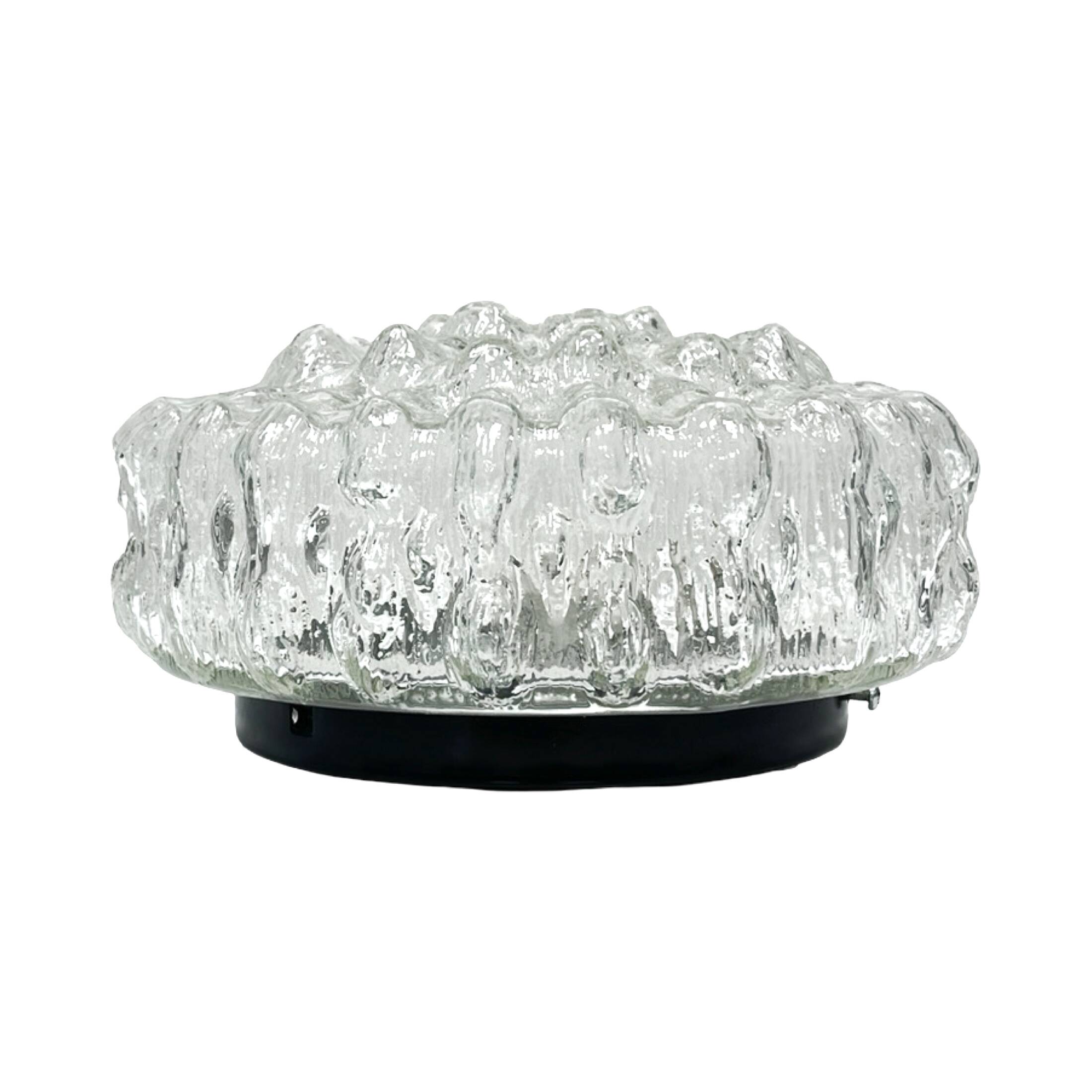 Crystal Ceiling Lamp, Wall Lamp RZB 32310 Floral Motif / Ice Glass, Germany