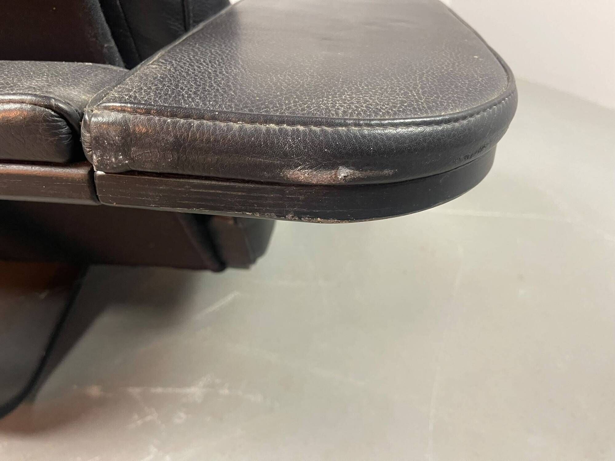 Black Leather Ake Fribytter “Kroken” Two-Seater Sofa for Nelo Möbel. Sweden
