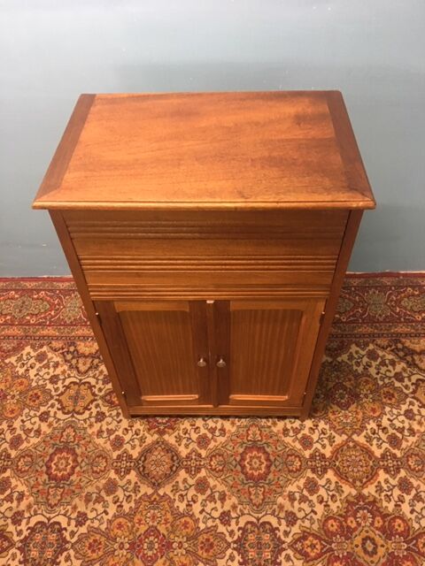 Vintage wooden vinyl turntable cabinet, 1930s style