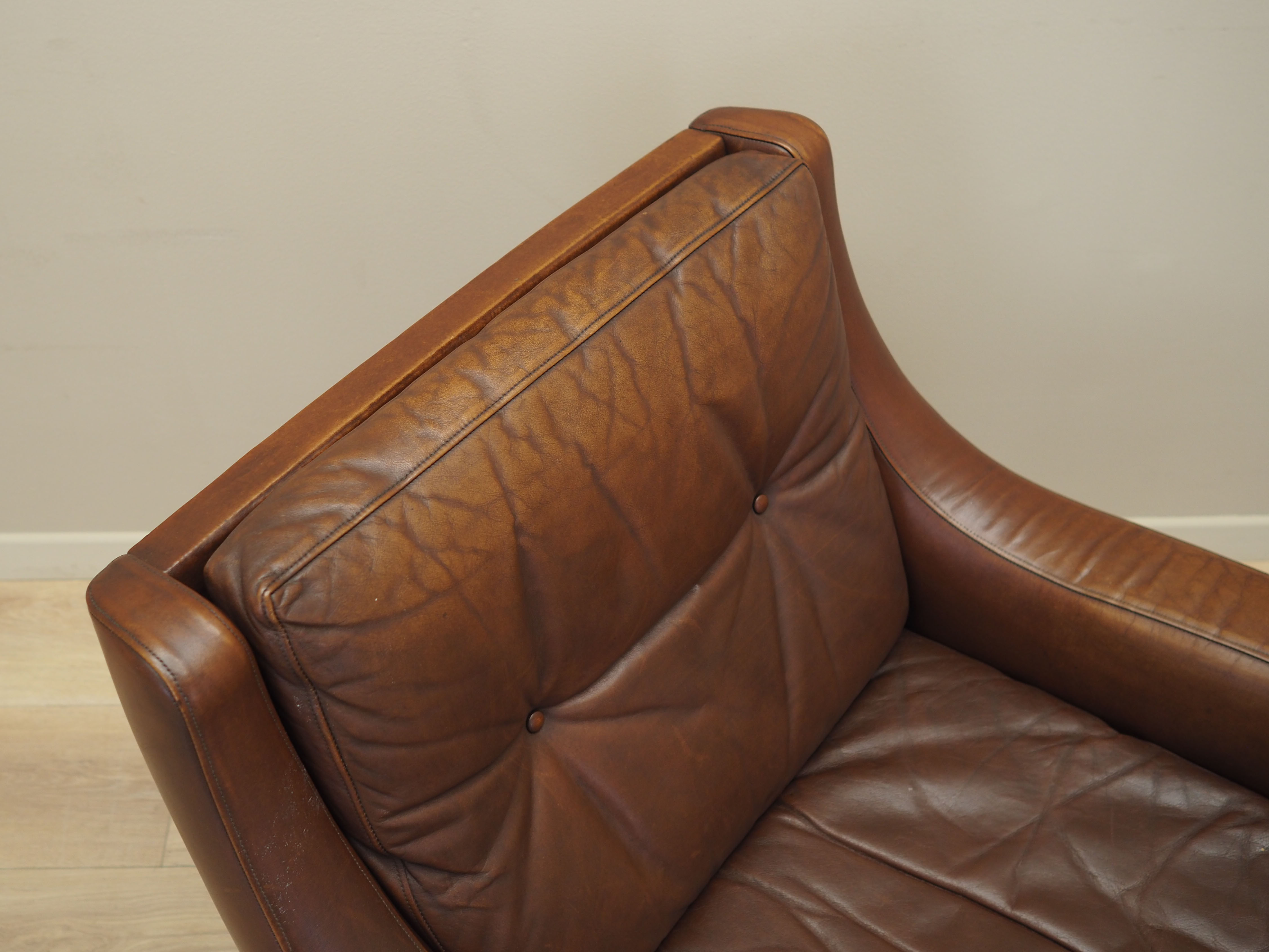Brown leather armchair, Danish design, 1960s, designer: Edmund Jørgensen
