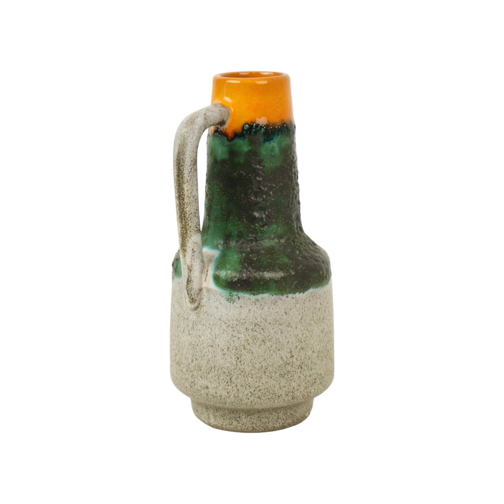 Rare Fat Lava Vase Green Orange VEB Haldensleben 4070 B Strehla Collectible