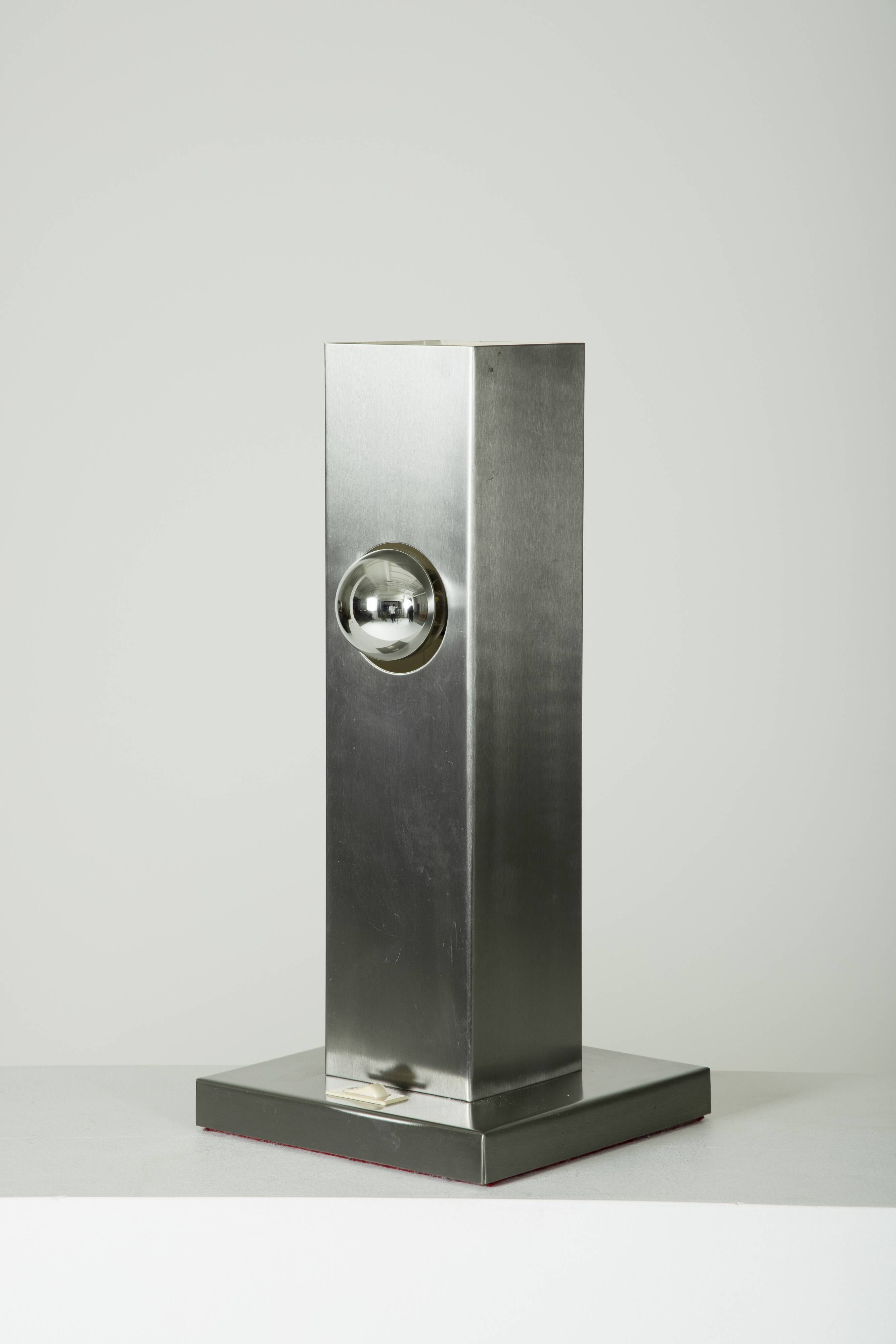 Brushed aluminum table lamp, France 1970s