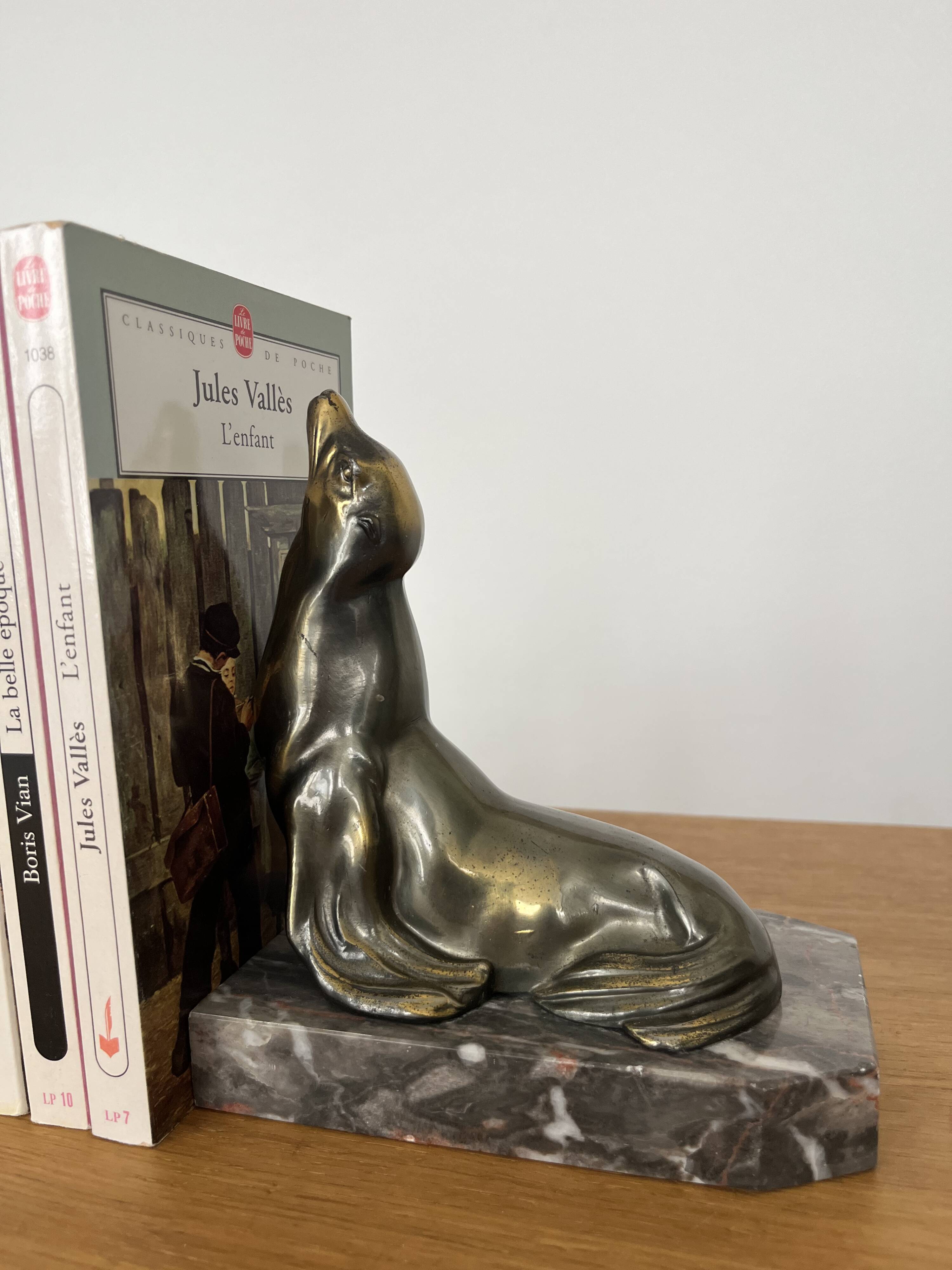 Paire de serre-livres « Otarie » Art Déco