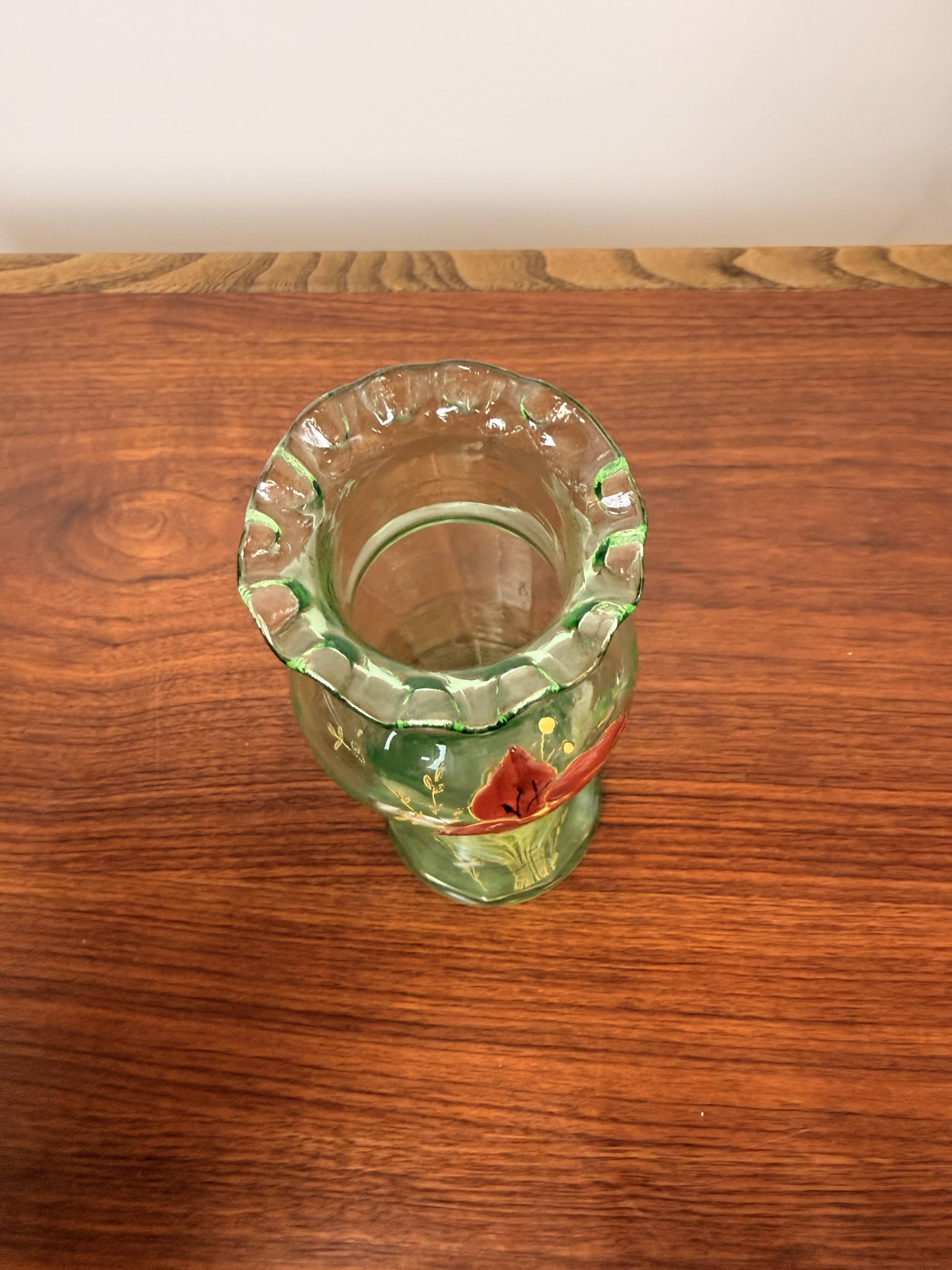 Antique Legras vase – Enamelled glass with floral decoration – Art Nouveau