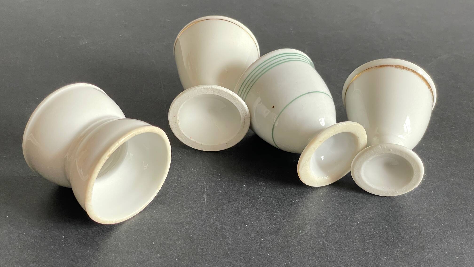 4 antique ceramic egg cups