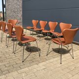 10x Fritz Hansen series 7 Vlinderstoelen in Cognac leather NIEUW!!