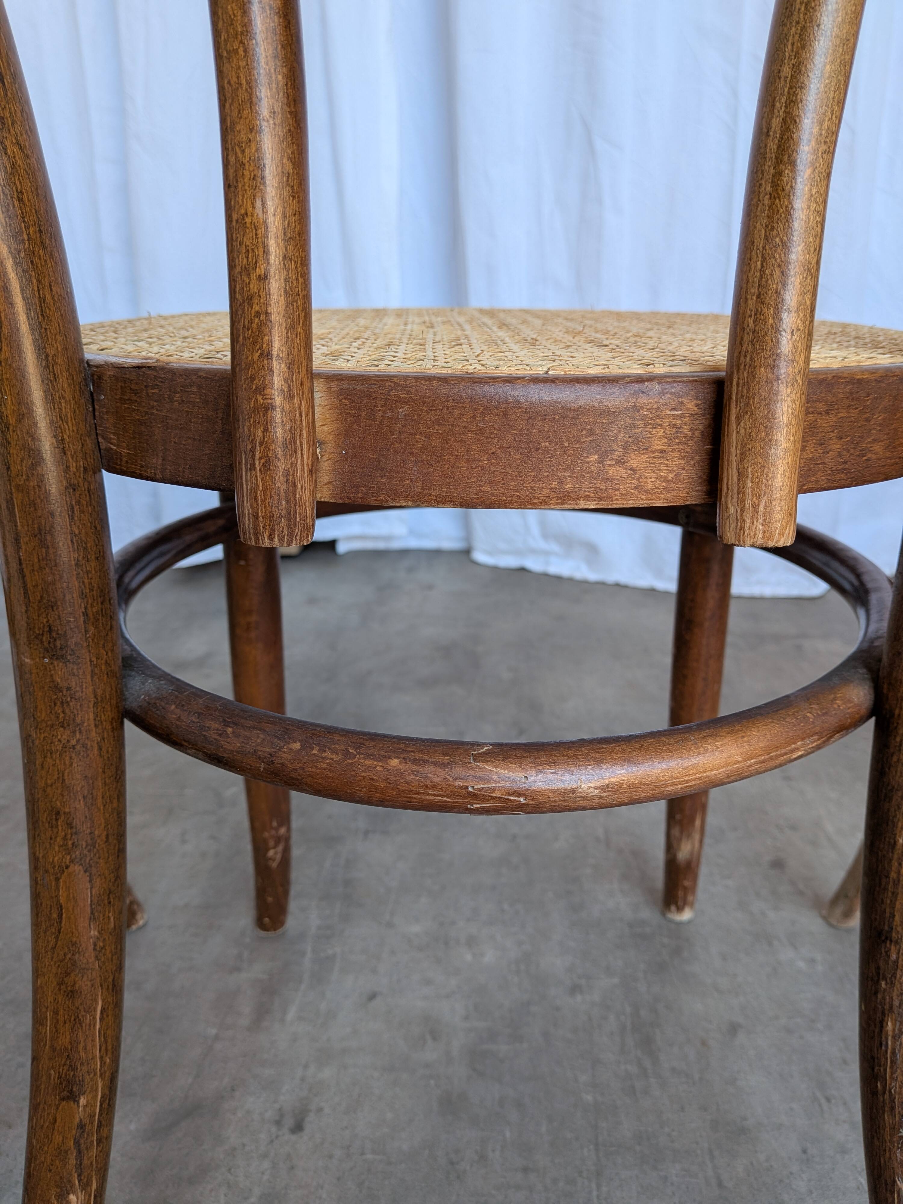 Set of 6 Bentwood Dining Chairs with Cane Seat / Bistro Thonet Style Chairs