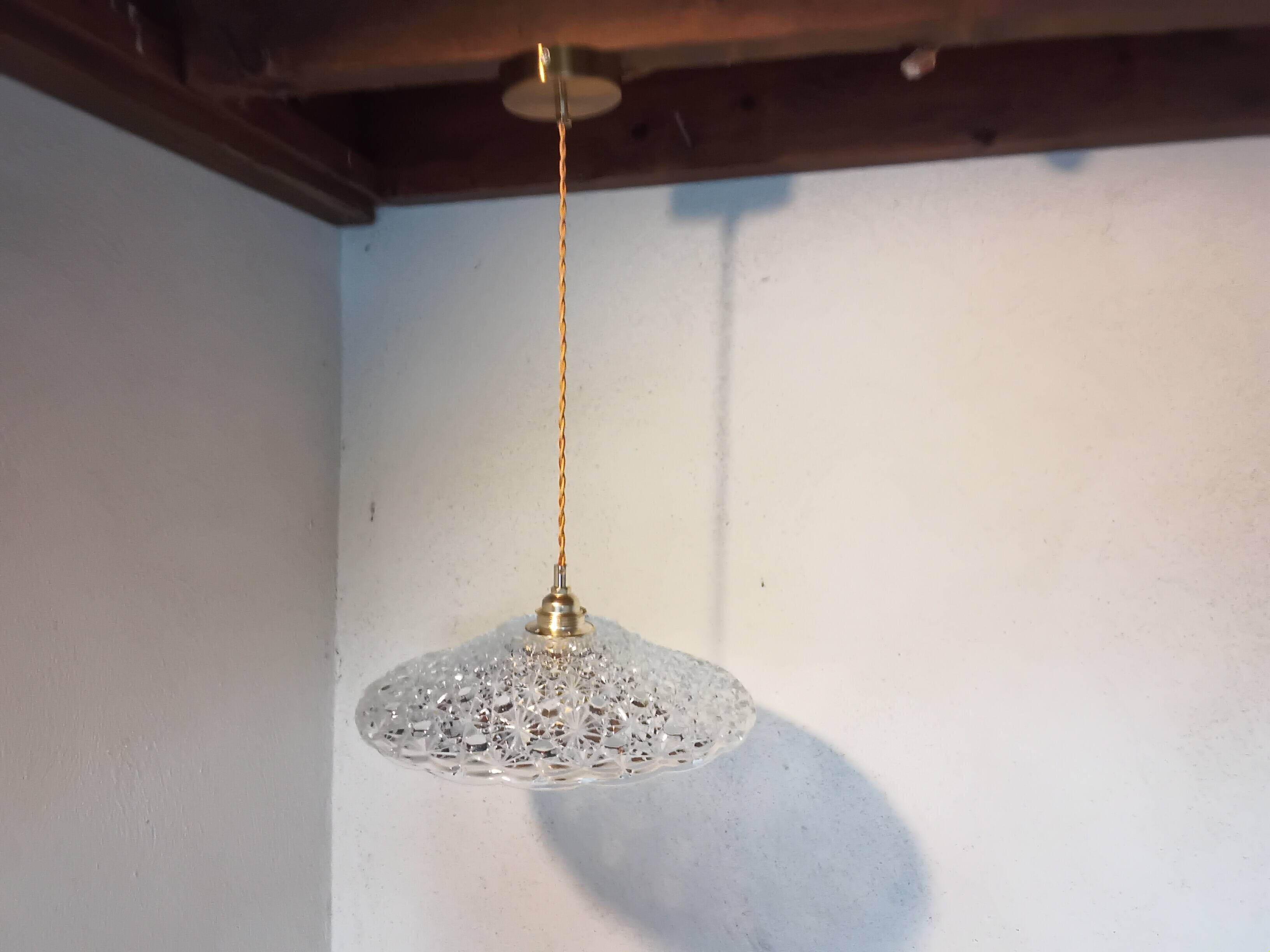 Vintage chiseled glass pendant light