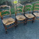 Set of 4 Louis XV straw chairs – solid wood – curved backrest