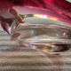 Empty pocket in pink tinted glass