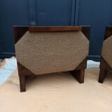 Pair of bedside tables wood and fabric - table