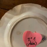 Set of 9 plates (hollow and flat) GIEN - Rooster and peonies - Late nineteenth / early twentieth century