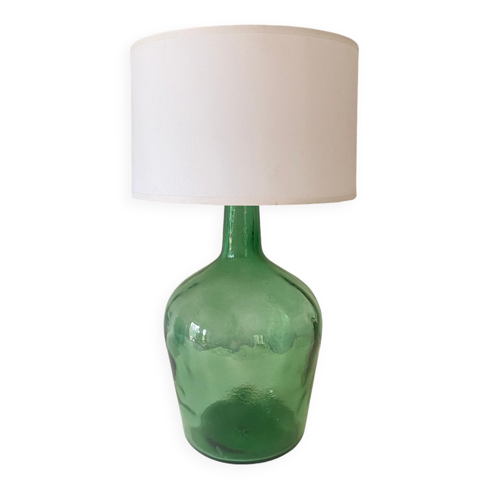 Lampe bonbonne, câble 2M tissu tressé, abat-jour