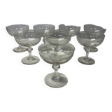 Set of 8 old champagne glasses
