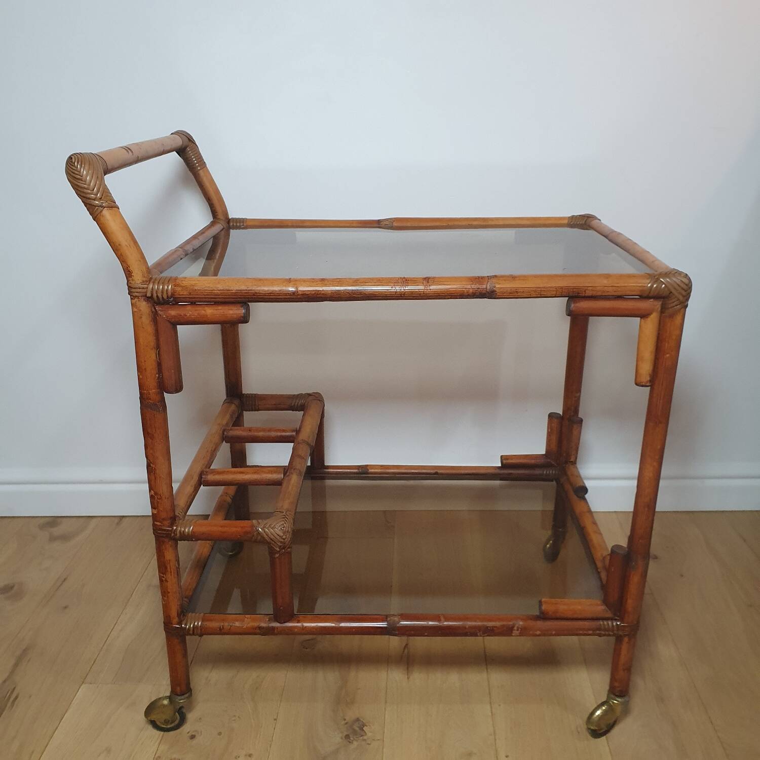 Rattan serving cart