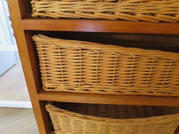 Meuble de rangement - commode bois – 8 tiroirs en osier -campagne bohême