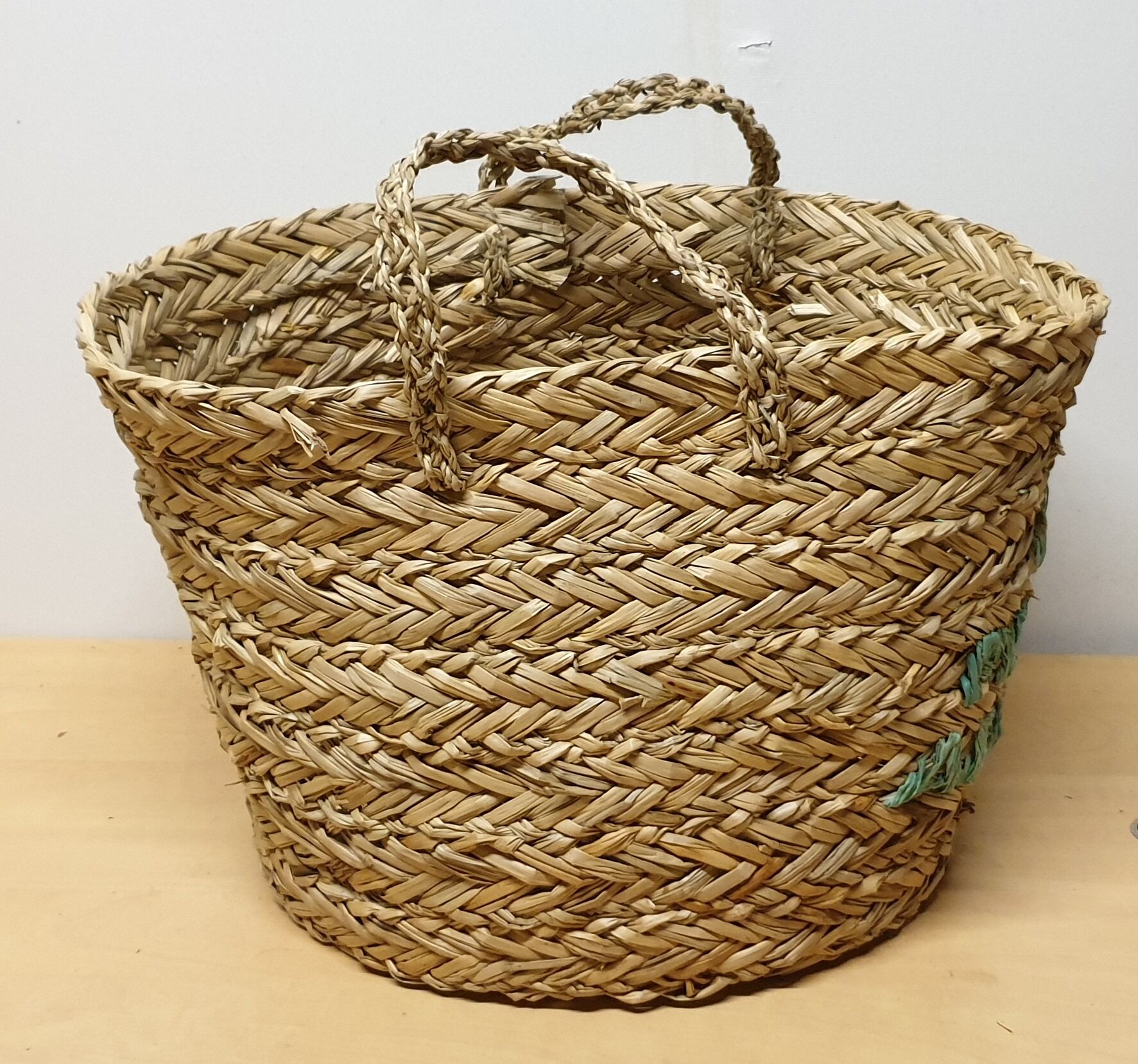 Seventies braided straw basket
