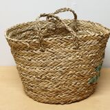 Seventies braided straw basket