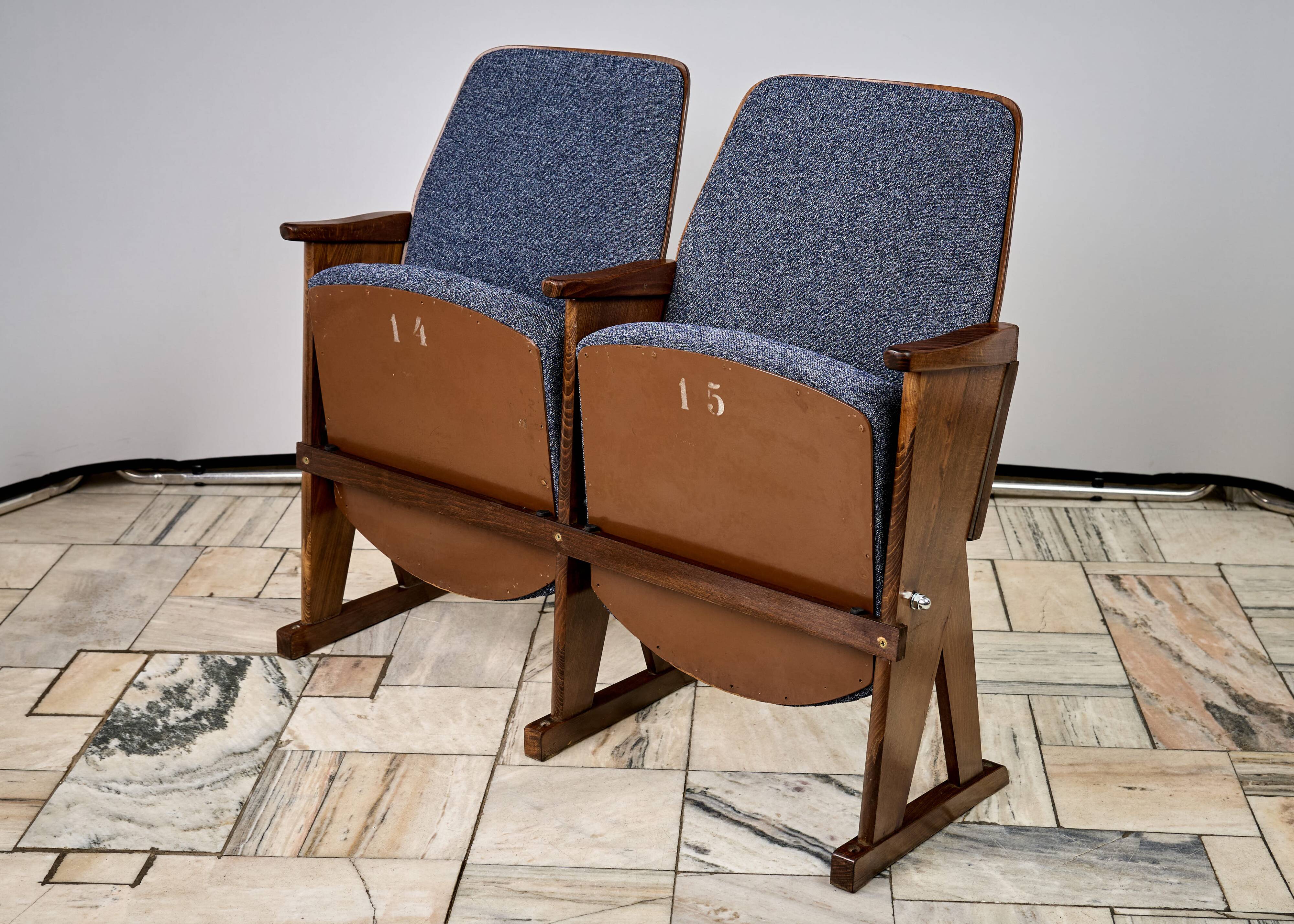 Vintage Blue Folding Cinema Chairs, 1970s Czechoslovakia