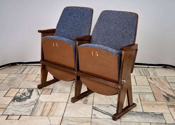 Chaises de cinéma pliantes vintage bleues, Tchécoslovaquie des années 1970