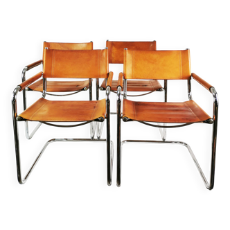Set of 4 Bauhaus S34 chairs, designed by Mart Stam, Bulthaup, Germany, 1980