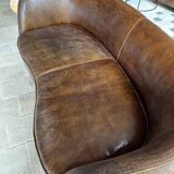 Brown leather sofa