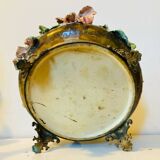 Cache pot, Napoleon III jardinière from the 19th century in barbotine and bronze.