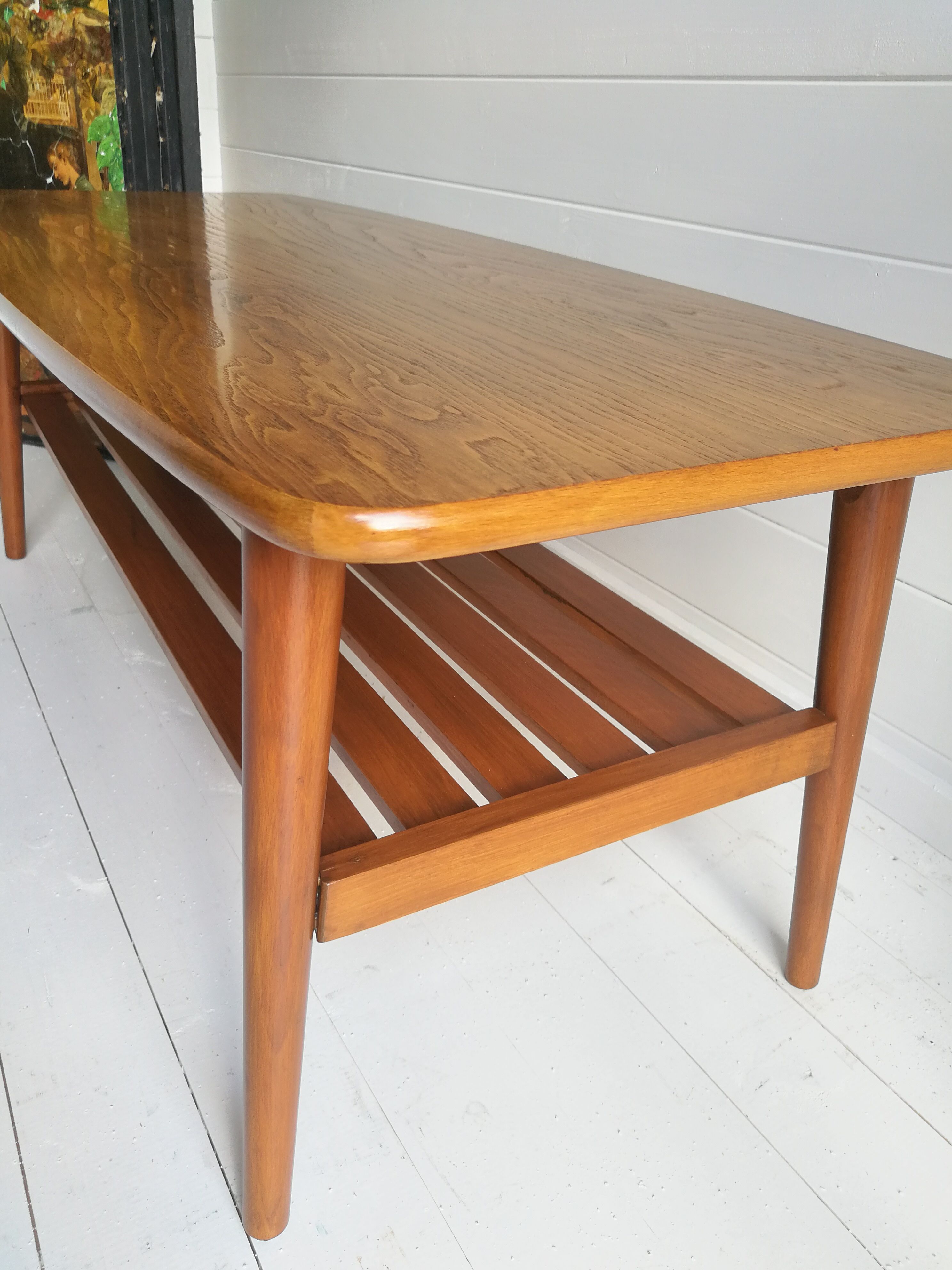 Mid century vintage oak coffee table