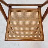 Set of 2 Italian Folding Chairs with Wicker, 1980's