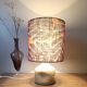 Sculpted stone lamp dlg Tormos, linen lampshade with botanical print