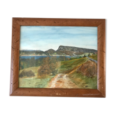Vintage landscape watercolor painting