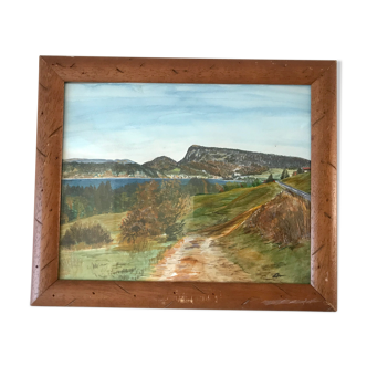 Vintage landscape watercolor painting