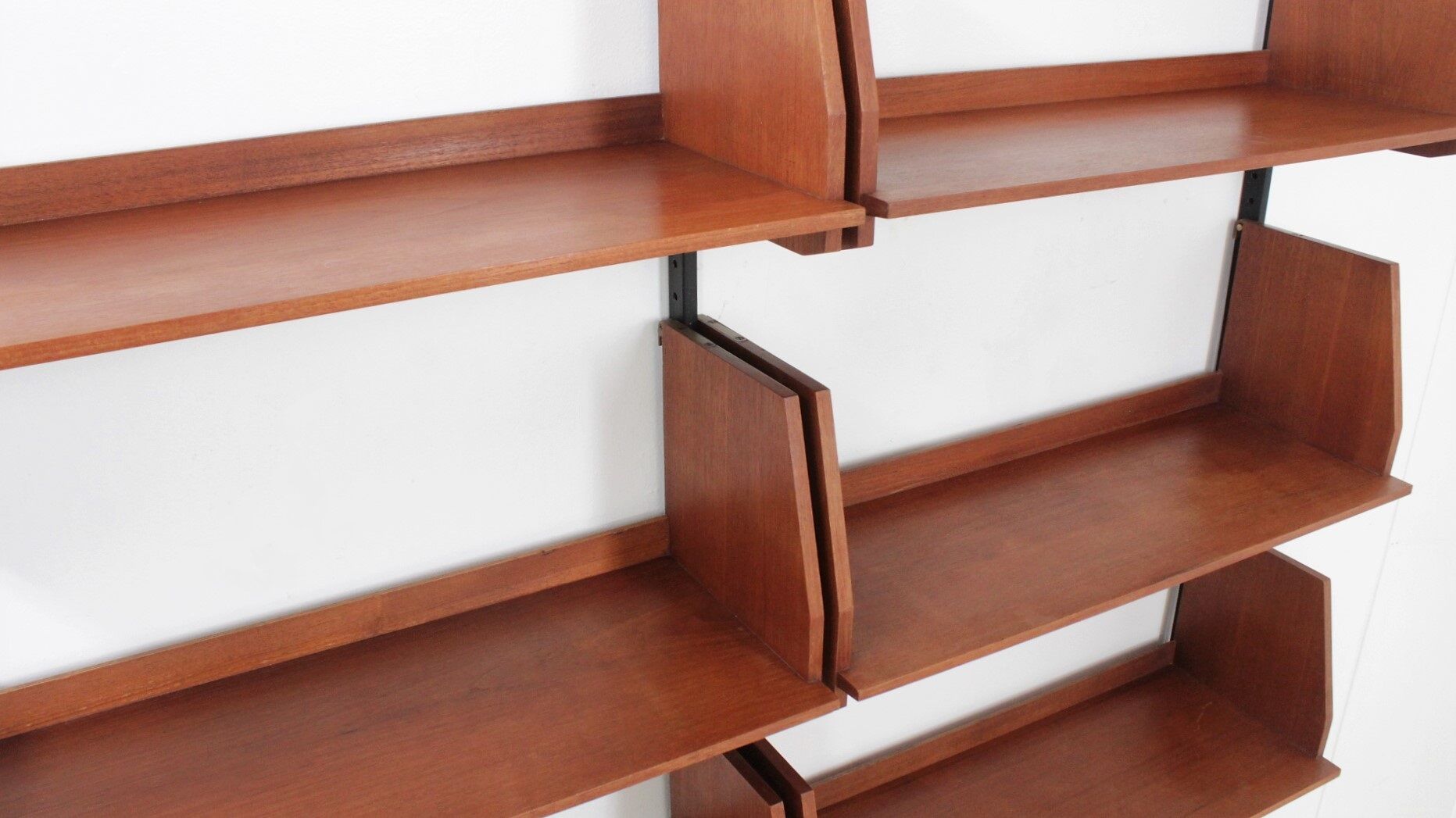 Mid century teak wall shelving unit 1950s