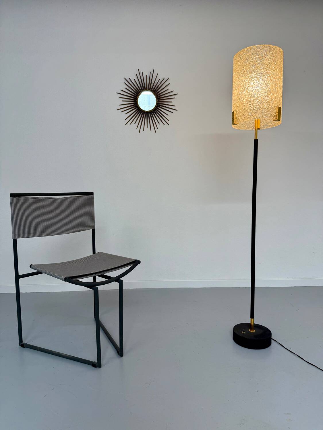 Old metal and persplex floor lamp, French design, vintage 60s