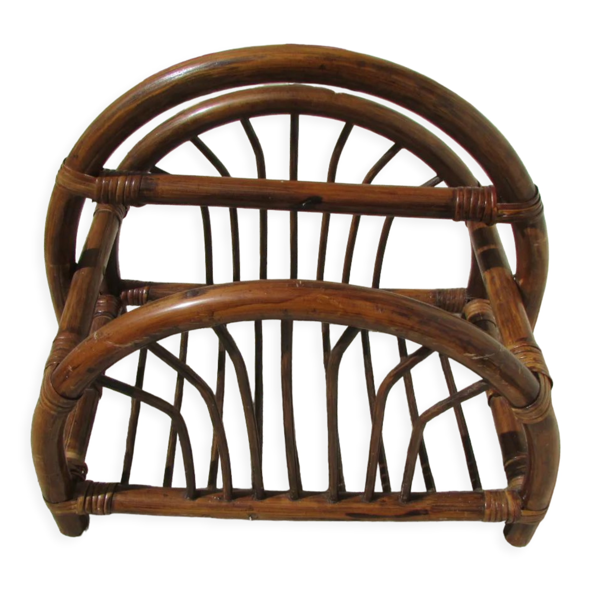 Rattan magazine holder, bamboo and wicker