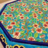 Glazed ceramic trivet, Longwy enamels, art deco