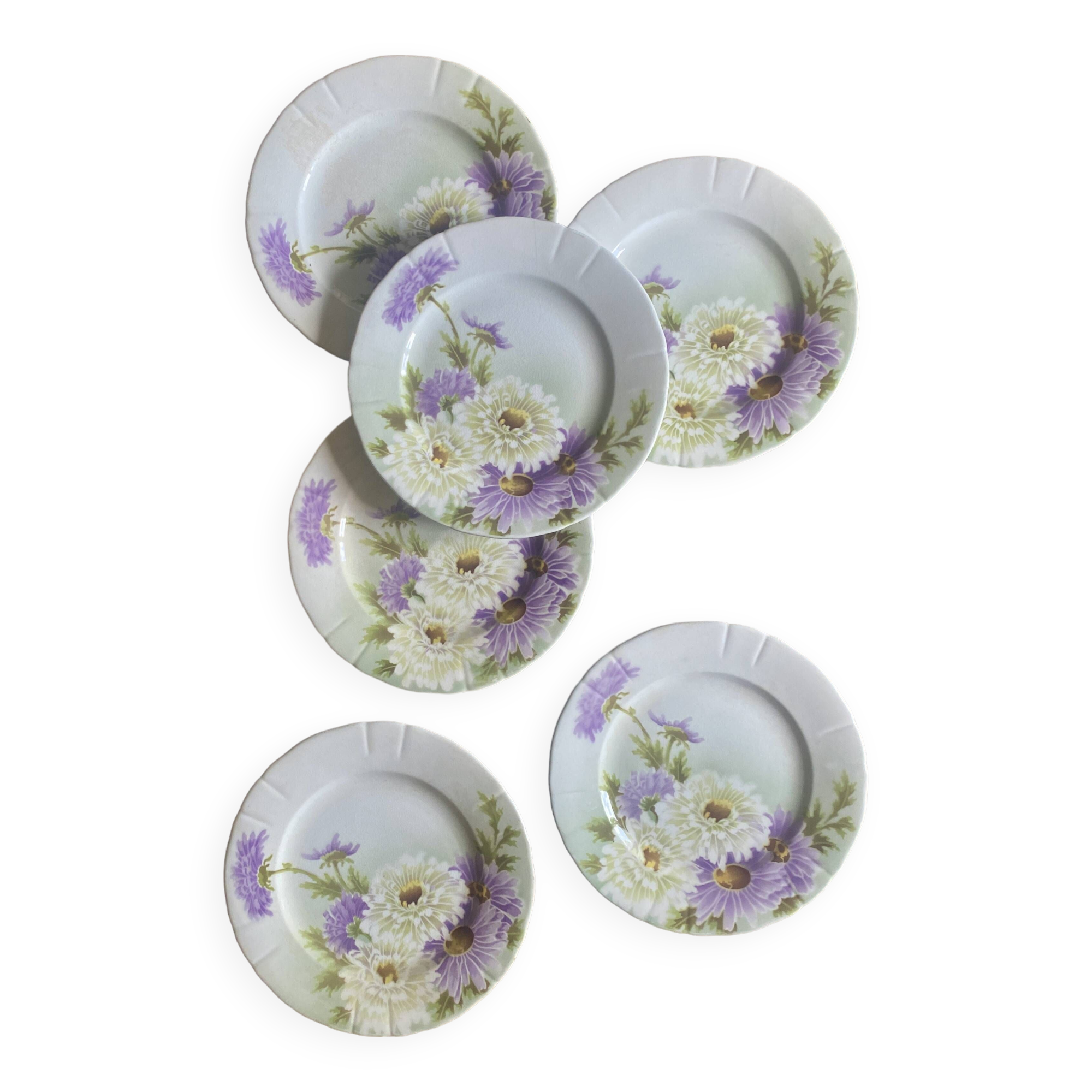 Set of 6 old flat plates - Reine Marguerite de KG Lunéville -