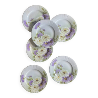 Set of 6 old flat plates - Reine Marguerite de KG Lunéville -