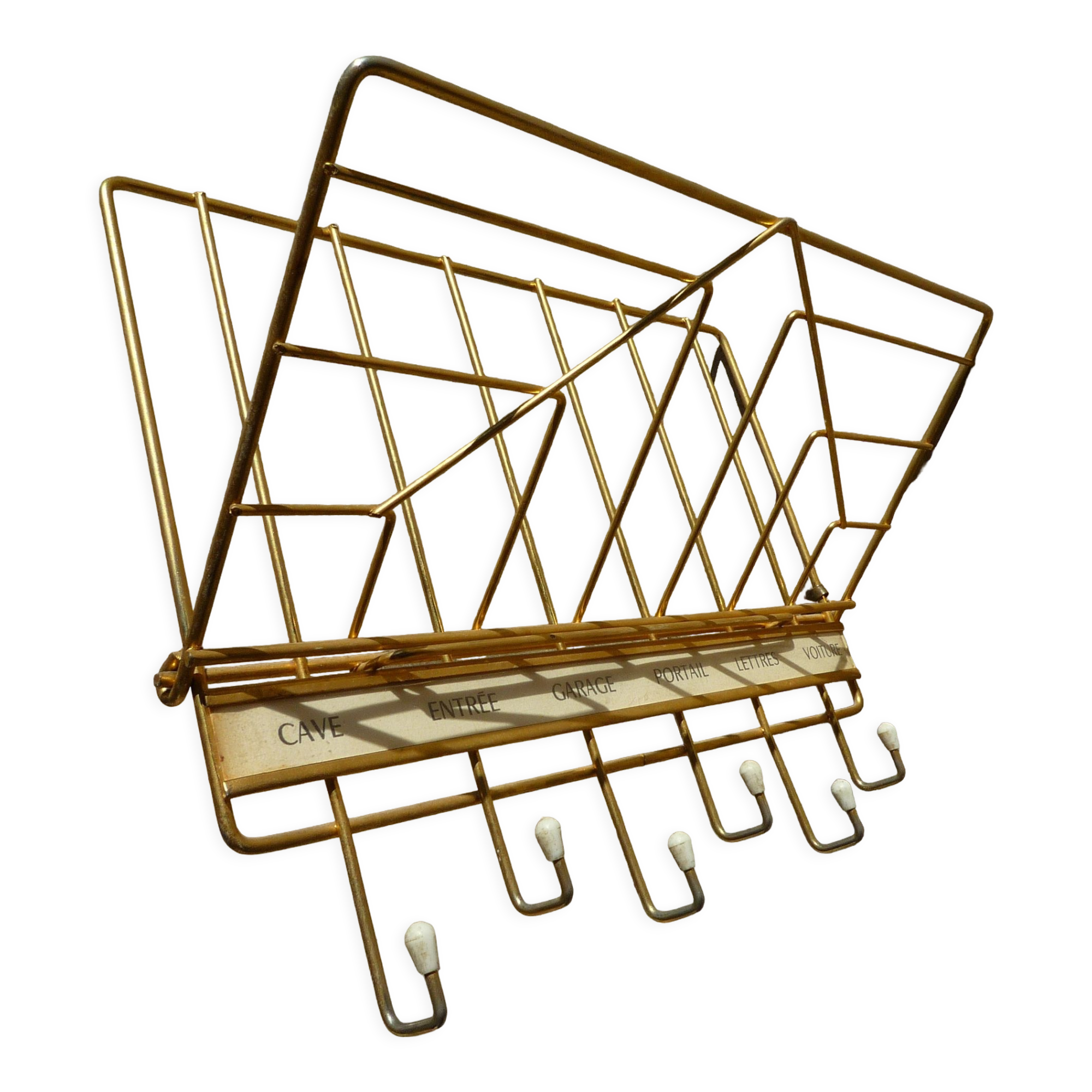 Grid hung keys, gilded metal, vintage 1960s