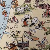 Old illustrated map of Flanders Artois Picardy 1948 - JP Pinchon