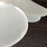 Pair of pendant lamps bell in frosted glass style art deco