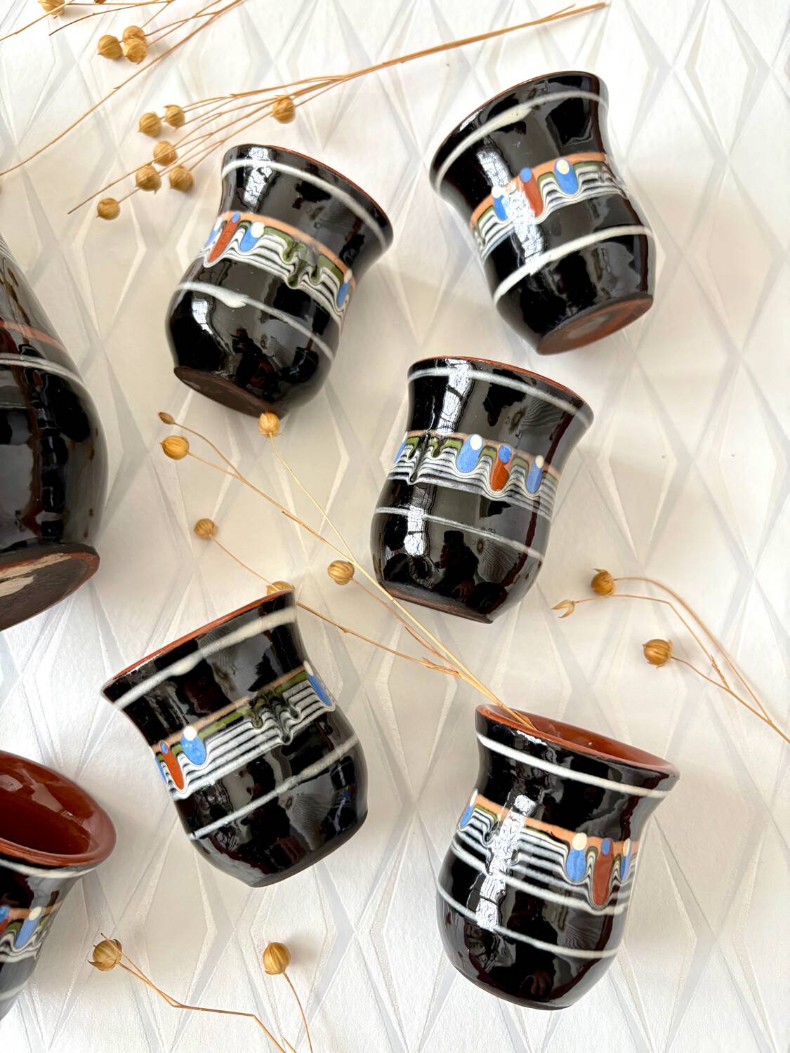 Vintage ceramic liqueur service, Slavic Balkans.