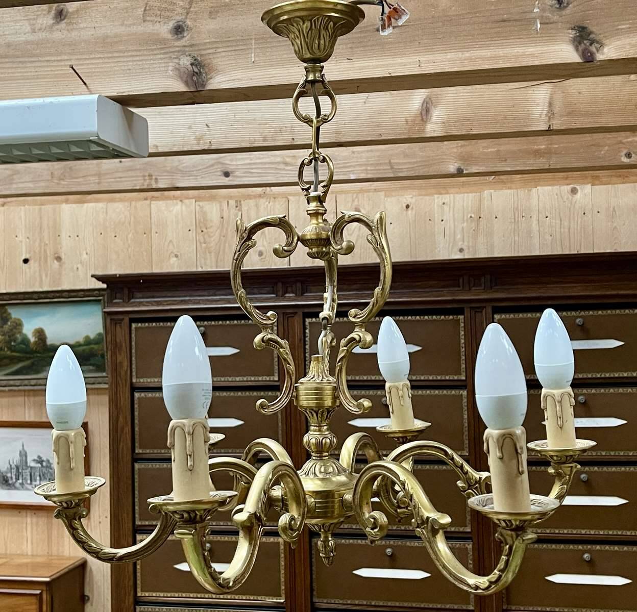 6-light bronze chandelier