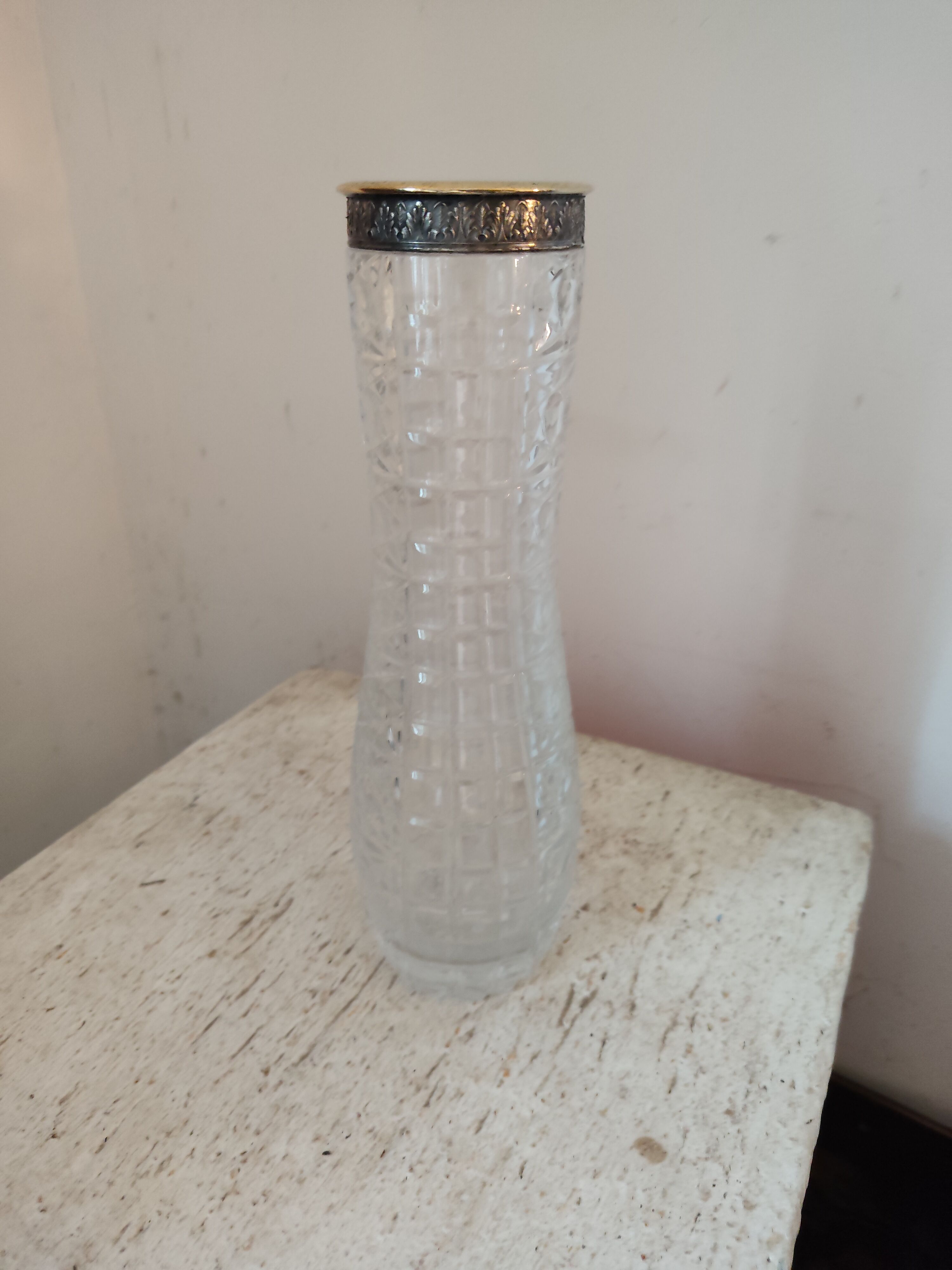 Crystal vase and solid silver