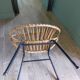 Armchair rattan shell bamboo base vintage steel
