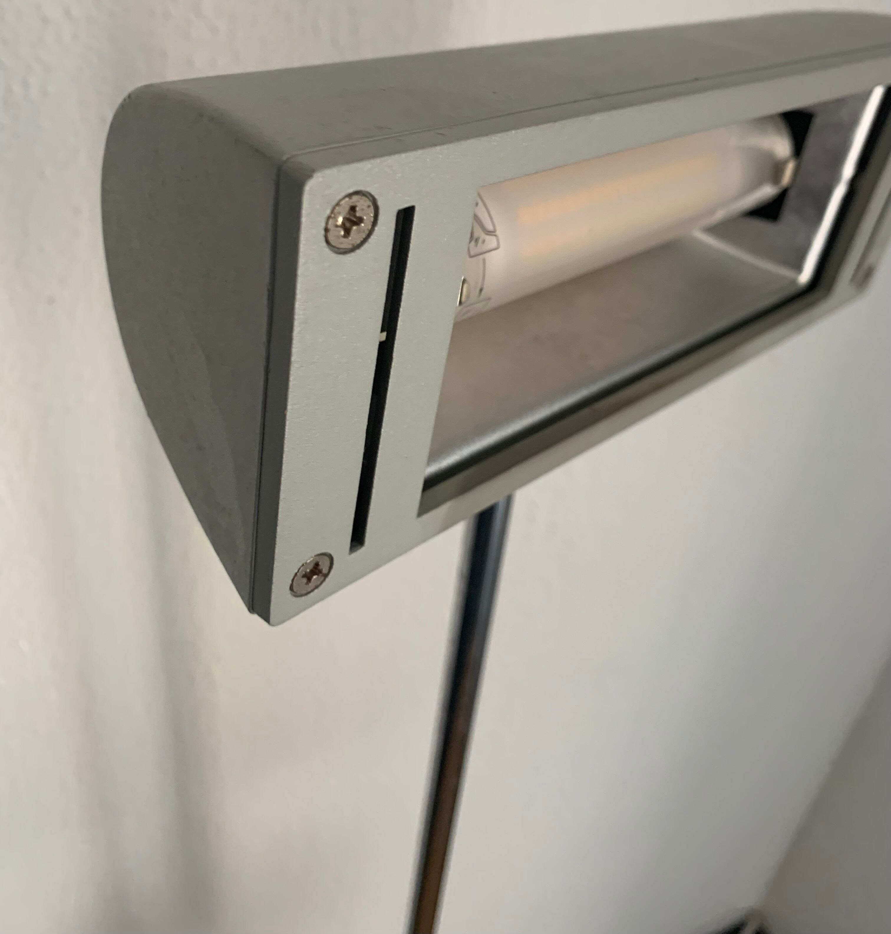 Vintage lamp 1980 medical gray cement and chrome - 50 cm