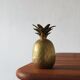 Mid-Century Gold Brass Candleholder Pineapple